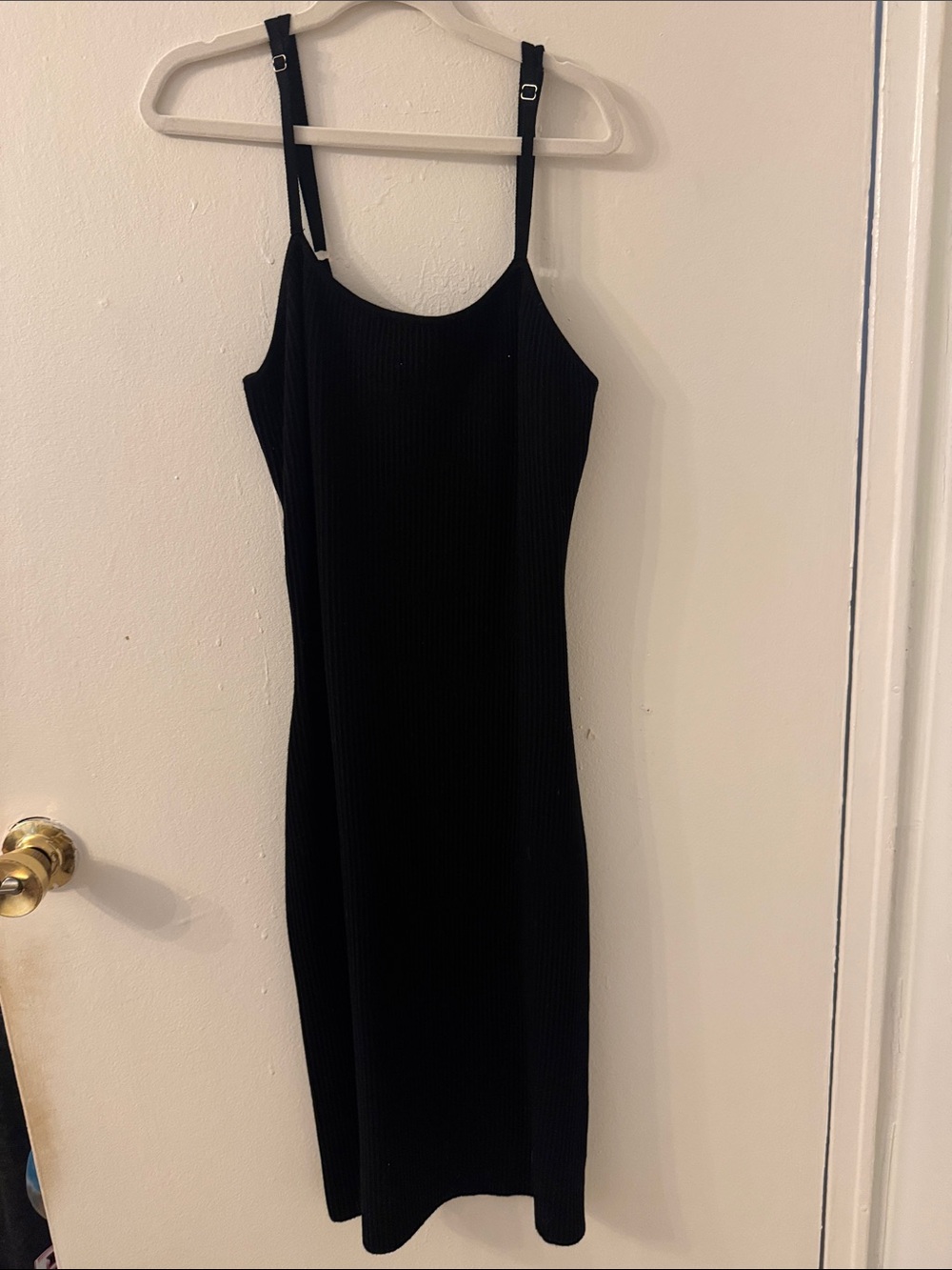 Lucky Brand Black Ribbed Midi Slip Dress